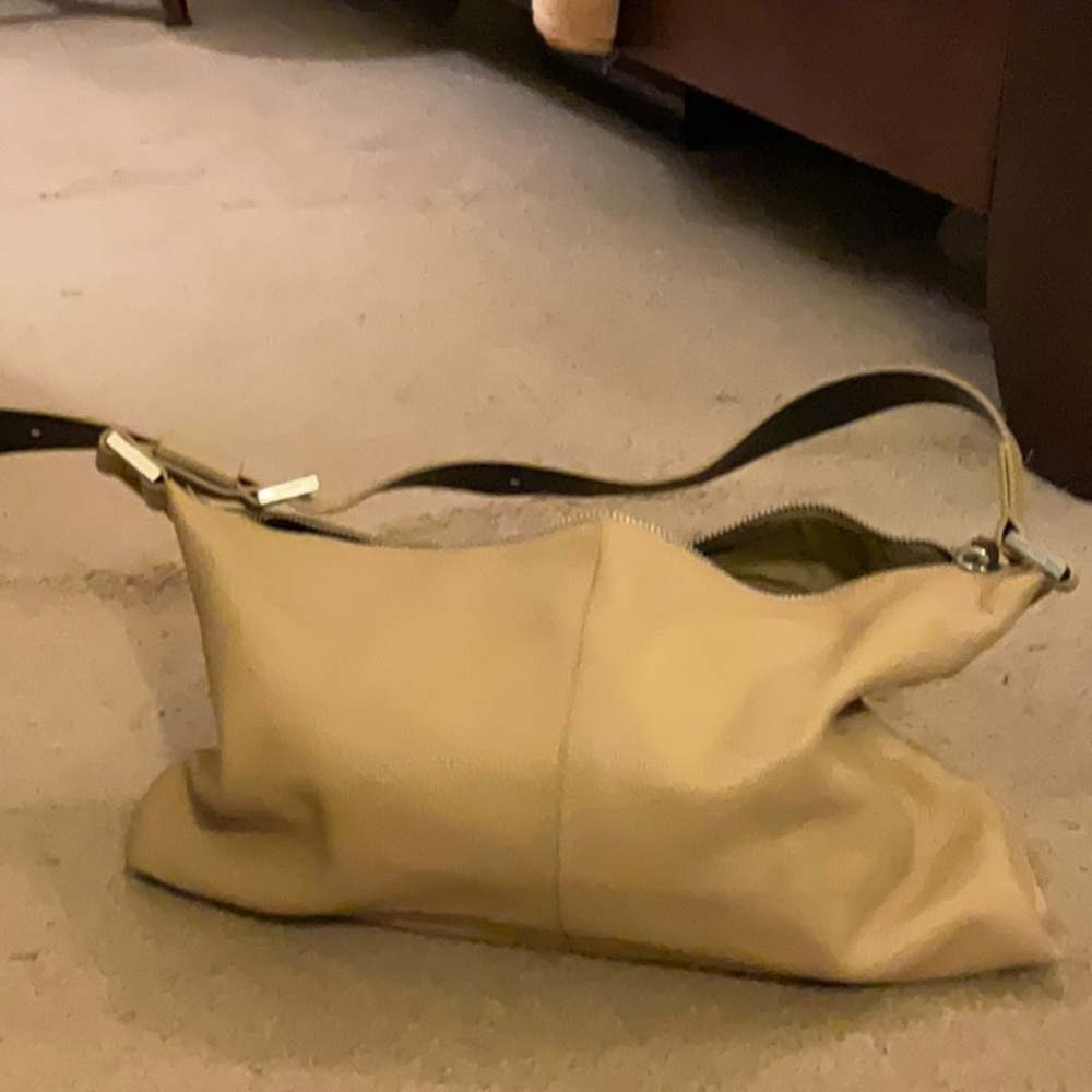 Beige Leather Shoulder Bag